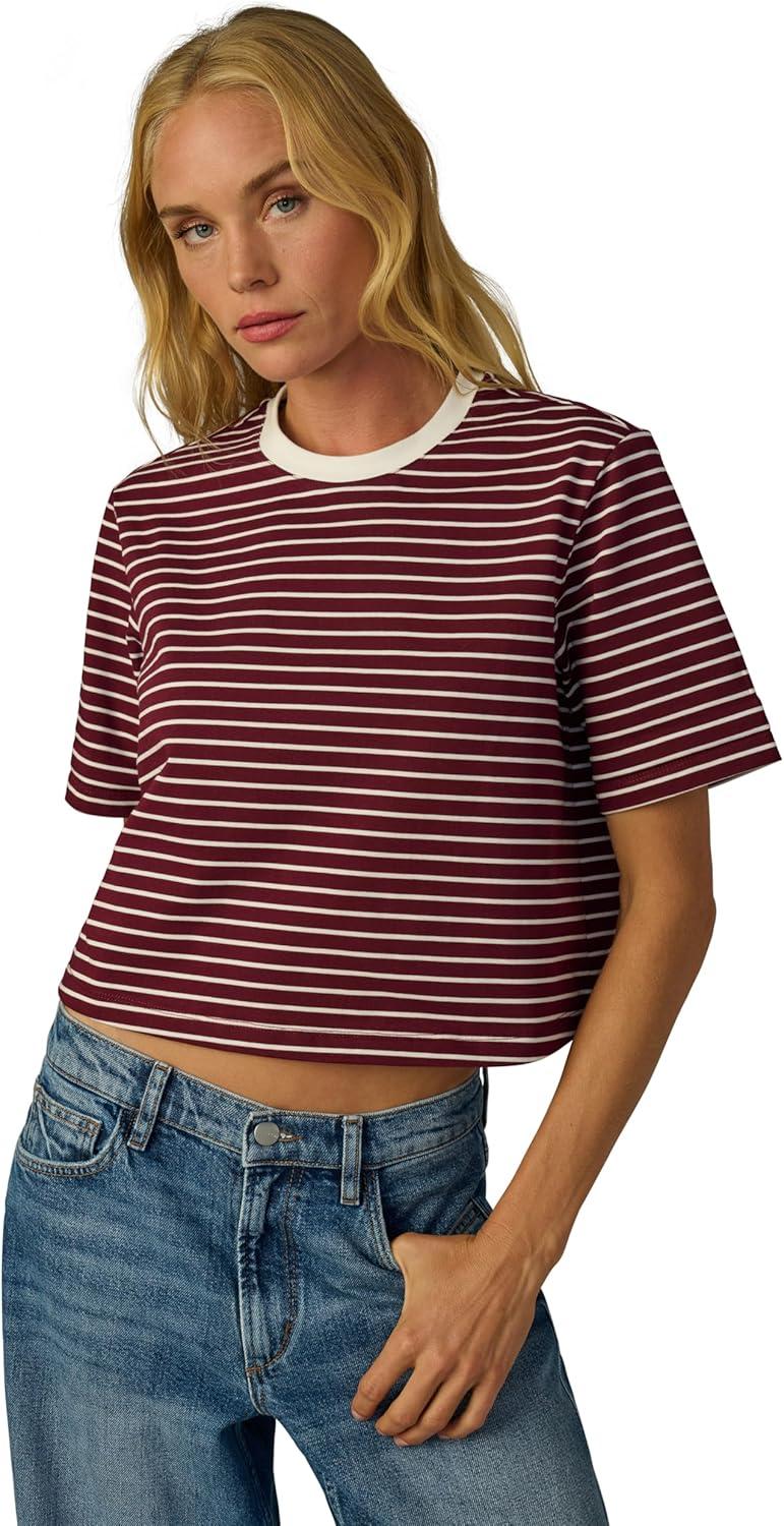 imageJoes Jeans Womens The Boxy TeeBordeaux Breton Stripe