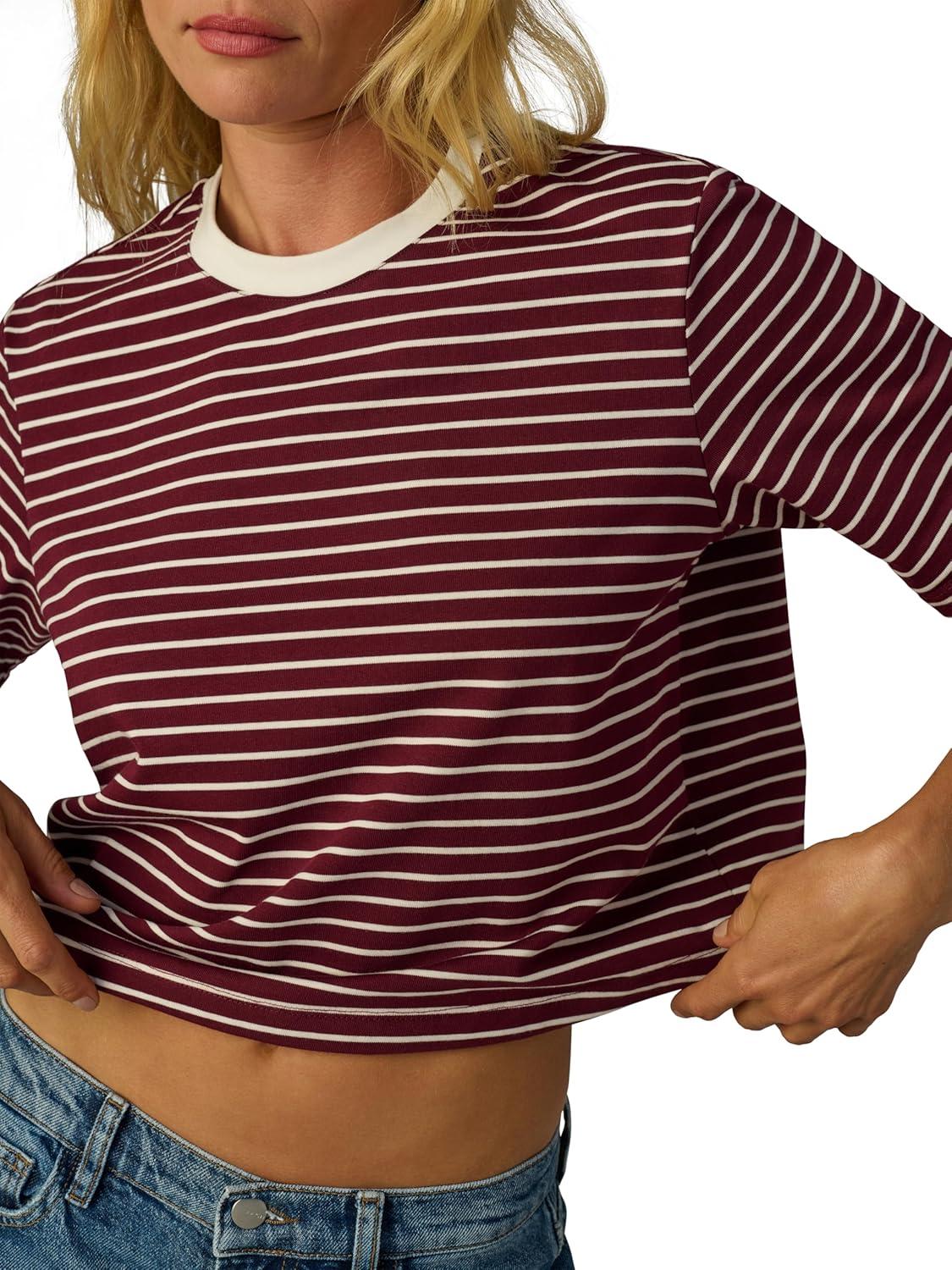 imageJoes Jeans Womens The Boxy TeeBordeaux Breton Stripe