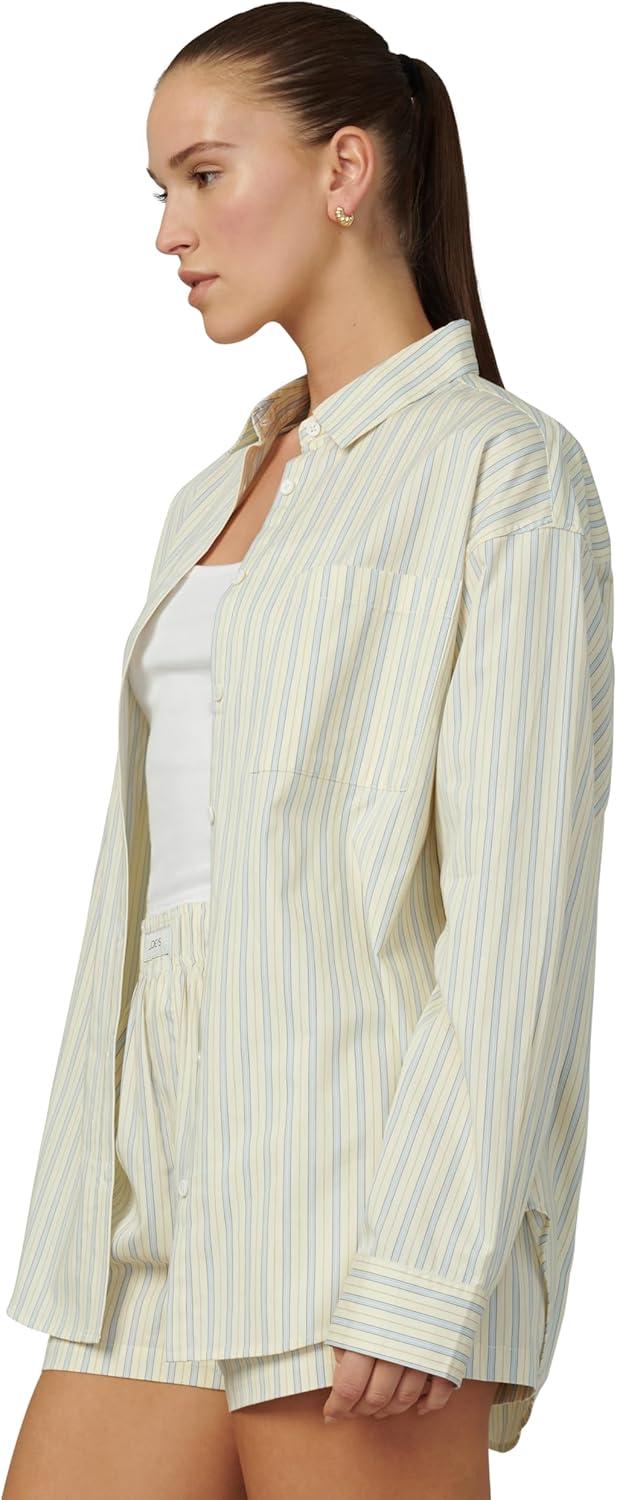 imageJoes Jeans Womens The Boyfriend Button Down Long Sleeve ShirtAnise Flower Varigated Stripe