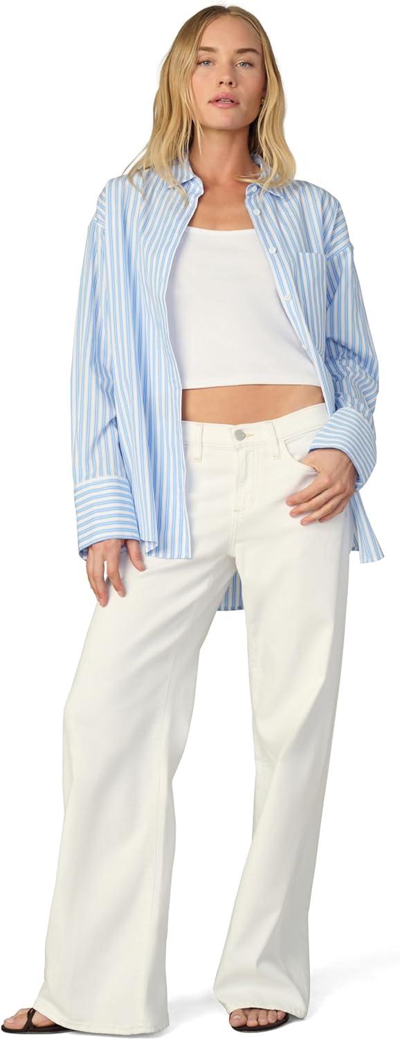 imageJoes Jeans Womens The Boyfriend Button Down Long Sleeve ShirtBlue and White Stripe