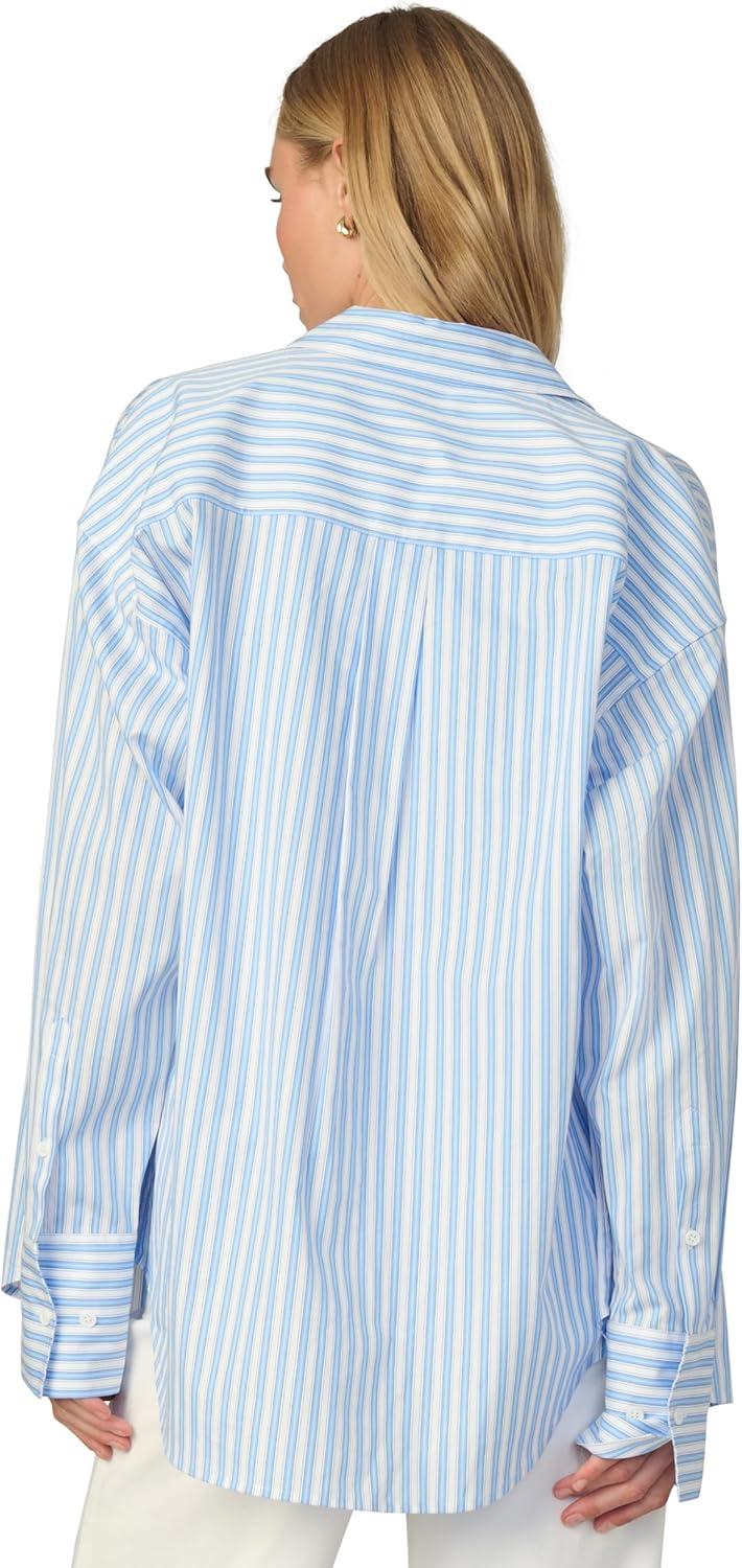 imageJoes Jeans Womens The Boyfriend Button Down Long Sleeve ShirtBlue and White Stripe