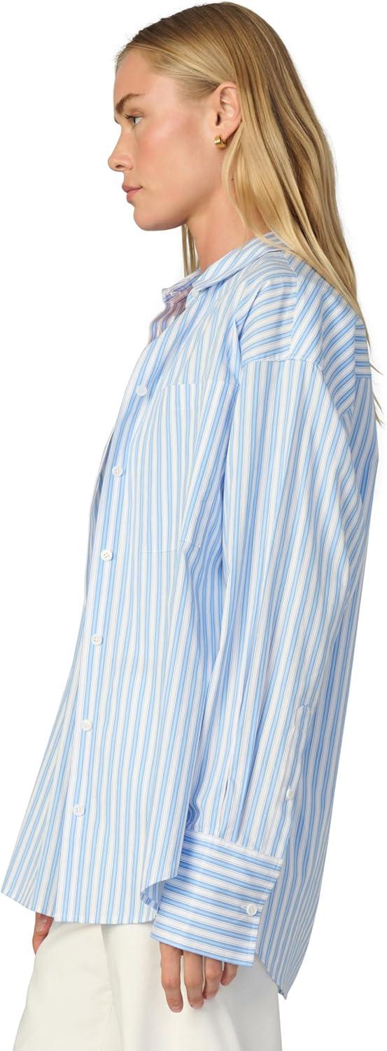 imageJoes Jeans Womens The Boyfriend Button Down Long Sleeve ShirtBlue and White Stripe
