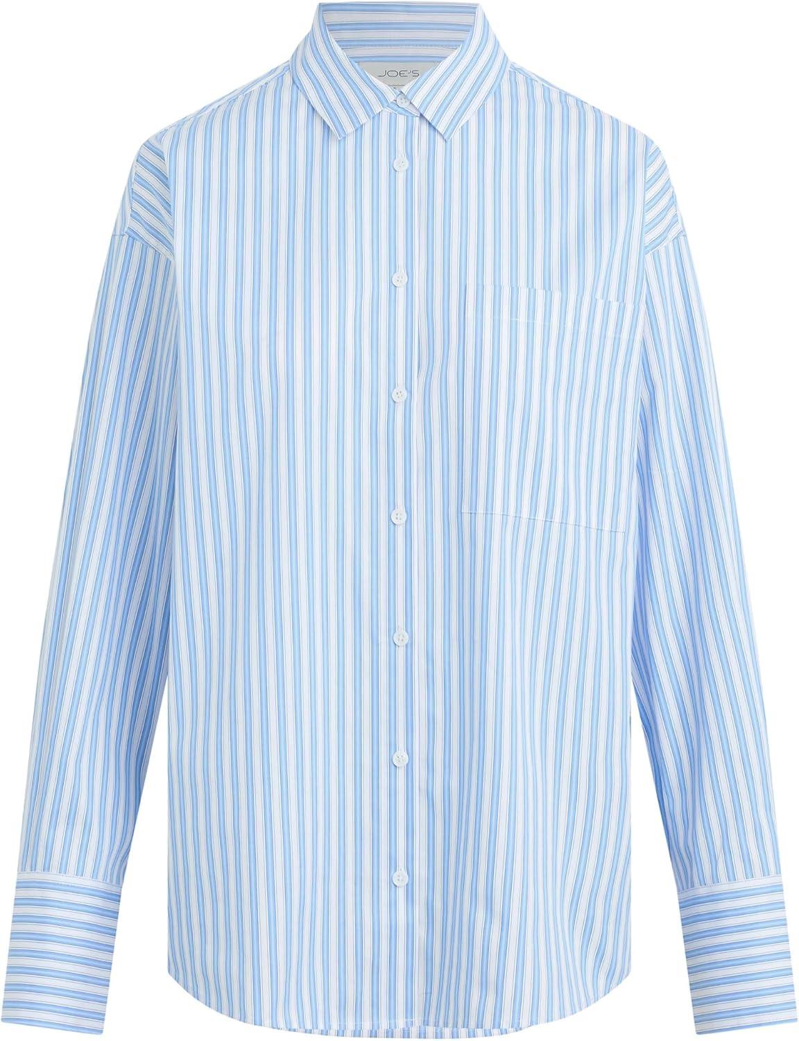 imageJoes Jeans Womens The Boyfriend Button Down Long Sleeve ShirtBlue and White Stripe