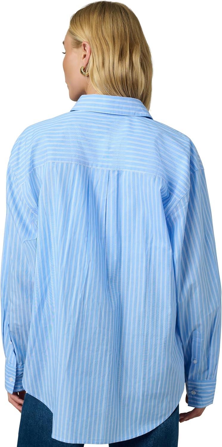 imageJoes Jeans Womens The Boyfriend Button Down Long Sleeve ShirtSky BlueWhite Stripe