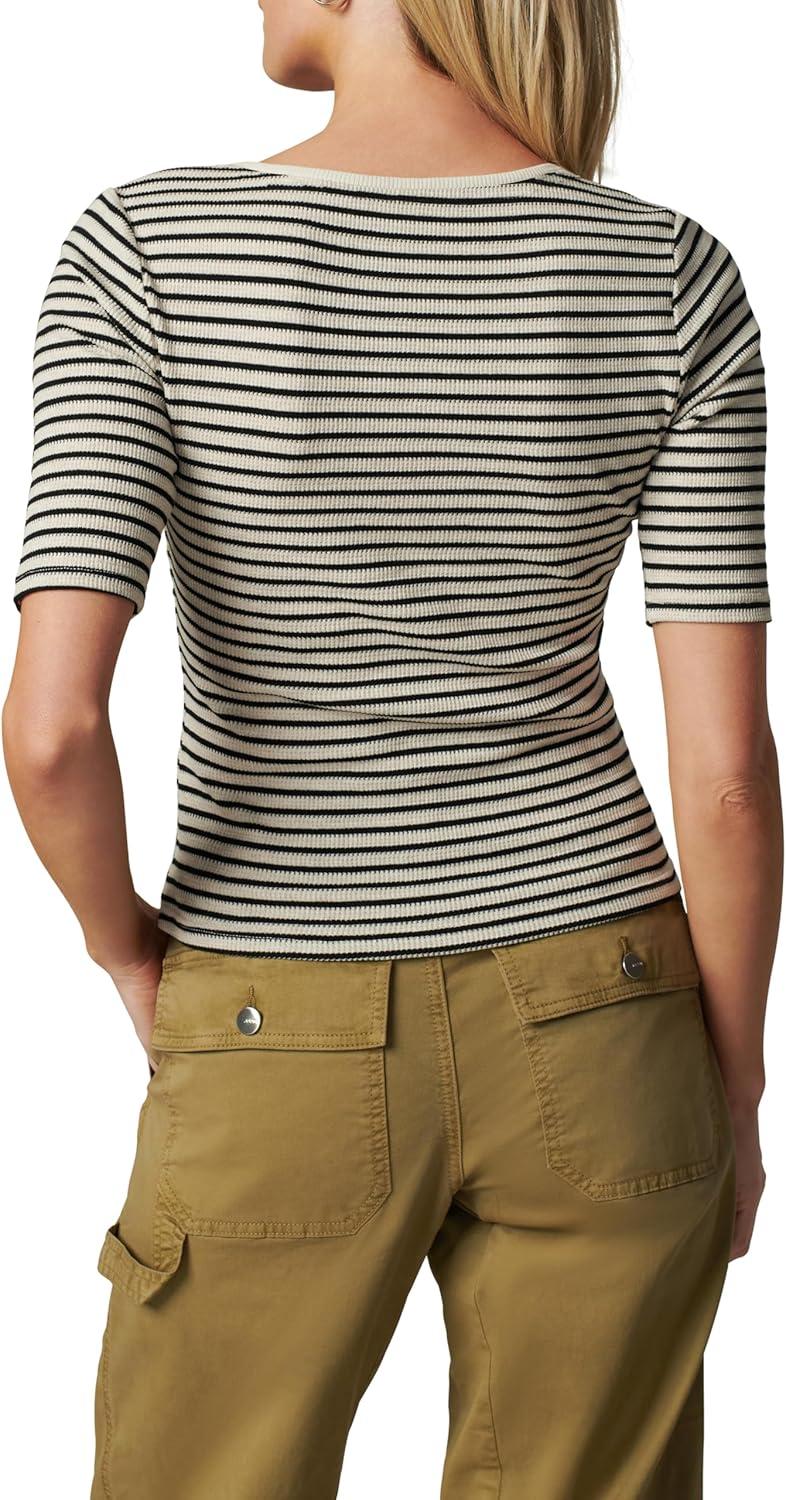 imageJoes Jeans Womens The Gisele Henley Half Sleeve TopCreme BruleeBlack