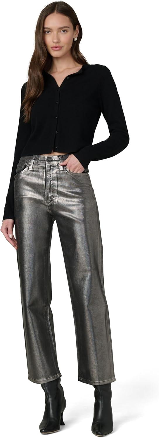 imageJoes Womens The Blake High Rise Crop Wide Leg JeanPewter Foil