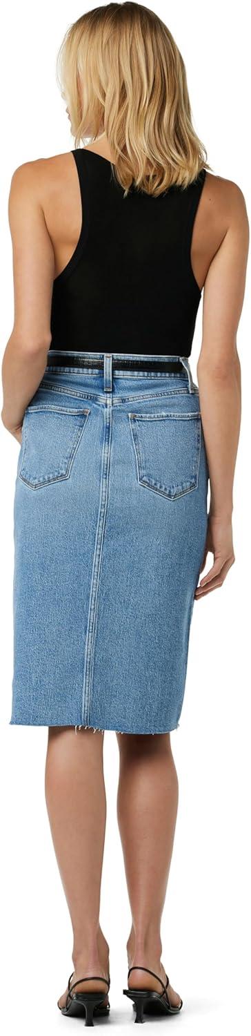 imageJoes Womens The Joplin High Rise Knee Length Denim Skirt with Front SlitBad Habit Raw Hem