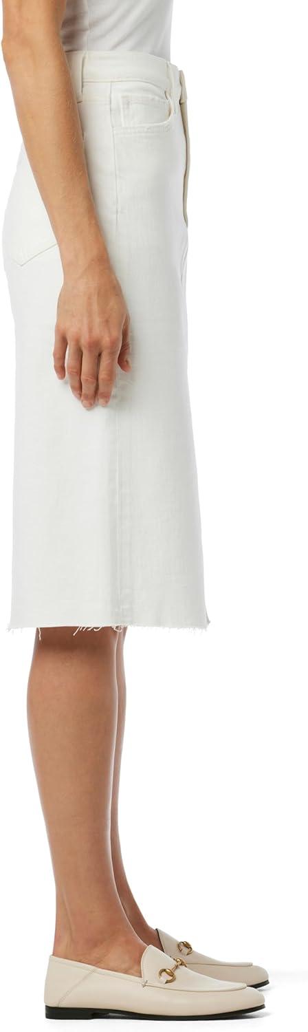 imageJoes Womens The Joplin High Rise Knee Length Denim Skirt with Front SlitOptic White Raw Hem