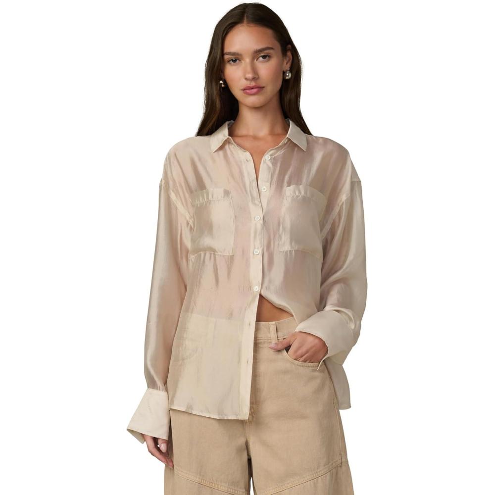 imageJoes Jeans Womens The Boyfriend Button Down Long Sleeve ShirtProsecco Organza