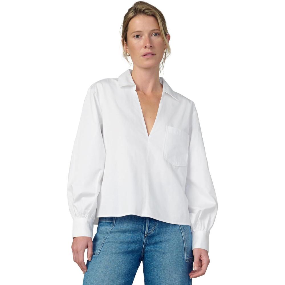imageJoes Jeans Womens The Charlotte Popover VNeck BlouseWhite