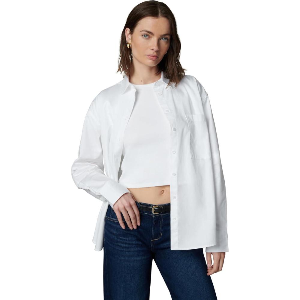 imageJoes Womens The Boyfriend Button Down Long Sleeve ShirtOptic White