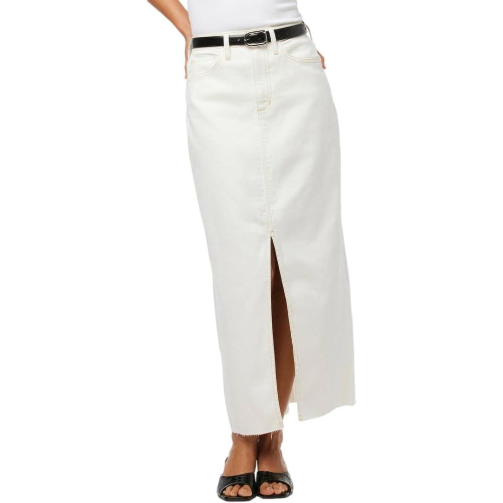 imageJoes Womens The Eva High Rise Maxi Denim Skirt with Front SlitMilk