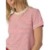 Joe’s Jeans Womens The Boxy Tee(White and Cherry Red Stripe)