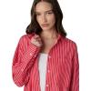 Joe’s Jeans Women’s The Boyfriend Button Down Long Sleeve Shirt(Cherry Red and White Stripe)