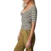 Joe’s Jeans Women’s The Gisele Henley Half Sleeve Top(Creme Brulee/Black)
