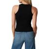 Joe’s Women’s Sleeveless Tank Top with Crew Neck and T Back, Fitted, Solid Fabric Pattern(Black)