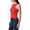 Joe’s Women’s Sleeveless Tank Top with Crew Neck and T Back, Fitted, Solid Fabric Pattern(Valiant Poppy)