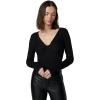 Joe’s Jeans Womens The Ava Twist V Neck Long Sleeve Top(Black)