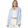 Joe’s Jeans Women’s The Boyfriend Button Down Long Sleeve Shirt(Blue and White Stripe)