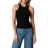 Joe’s Women’s Sleeveless Tank Top with Crew Neck and T Back, Fitted, Solid Fabric Pattern(Black)