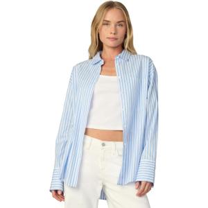 Joe’s Jeans Women’s The Boyfriend Button Down Long Sleeve Shirt(Blue and White Stripe)