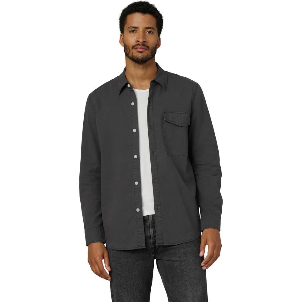 imageJoes Jeans Mens The Reynolds Workwear Shirt Long Sleeve Pocket Button DownBlack Oyster