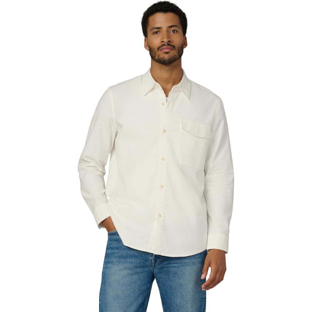 imageJoes Jeans Mens The Reynolds Workwear Shirt Long Sleeve Pocket Button DownCoconut Milk