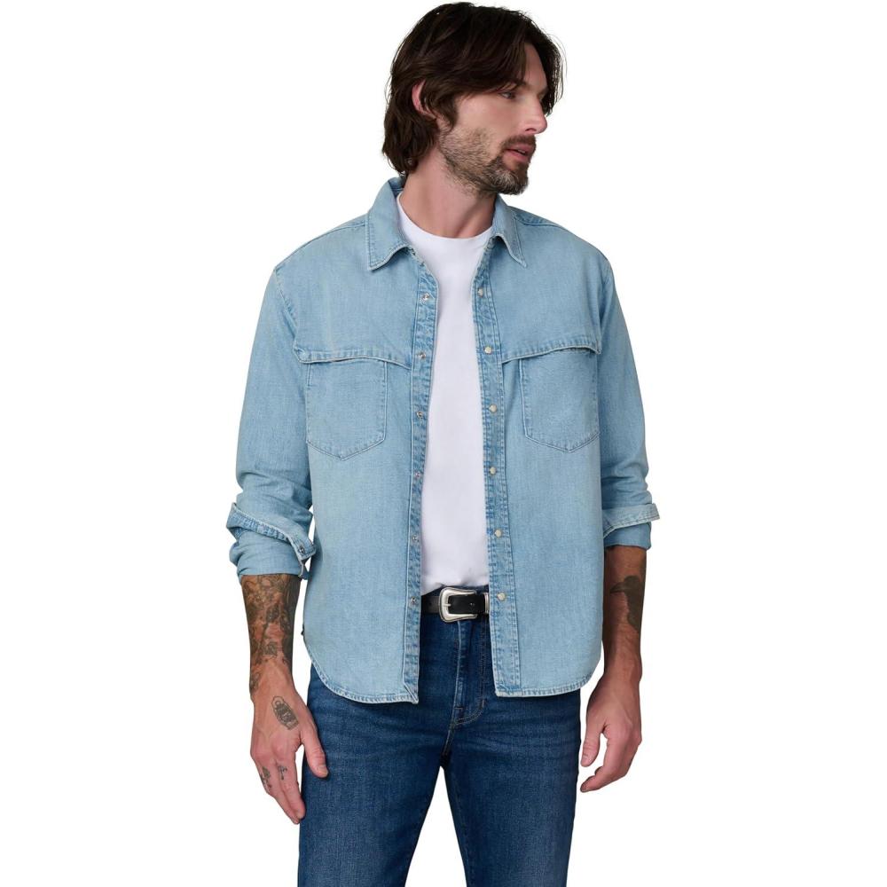 imageJoes Jeans Mens The Wayne Denim Western Shirt Long Sleeve Pocket Button DownCanoga