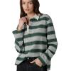 Joe’s Jeans Women’s The Dylan Oversized Rugby Shirt(Heather Grey/Cilantro)