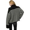 Joe’s Jeans Women’s The High Neck Oversized Knit Sweater(Black With White Stripe)