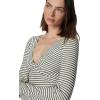 Joe’s Women’s The Ava Twist V Neck Long Sleeve Top(Black & White Stripe)