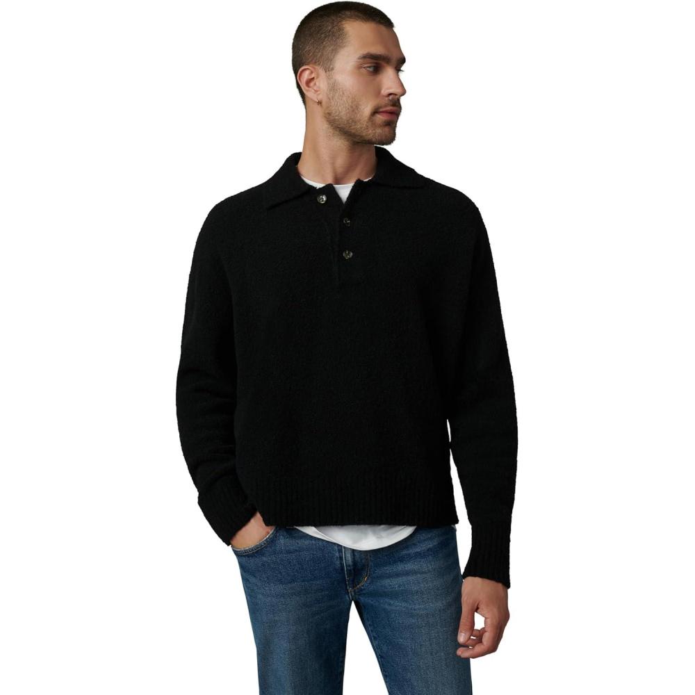imageJoes Jeans Mens Polo Long Sleeve SweaterBlack Button