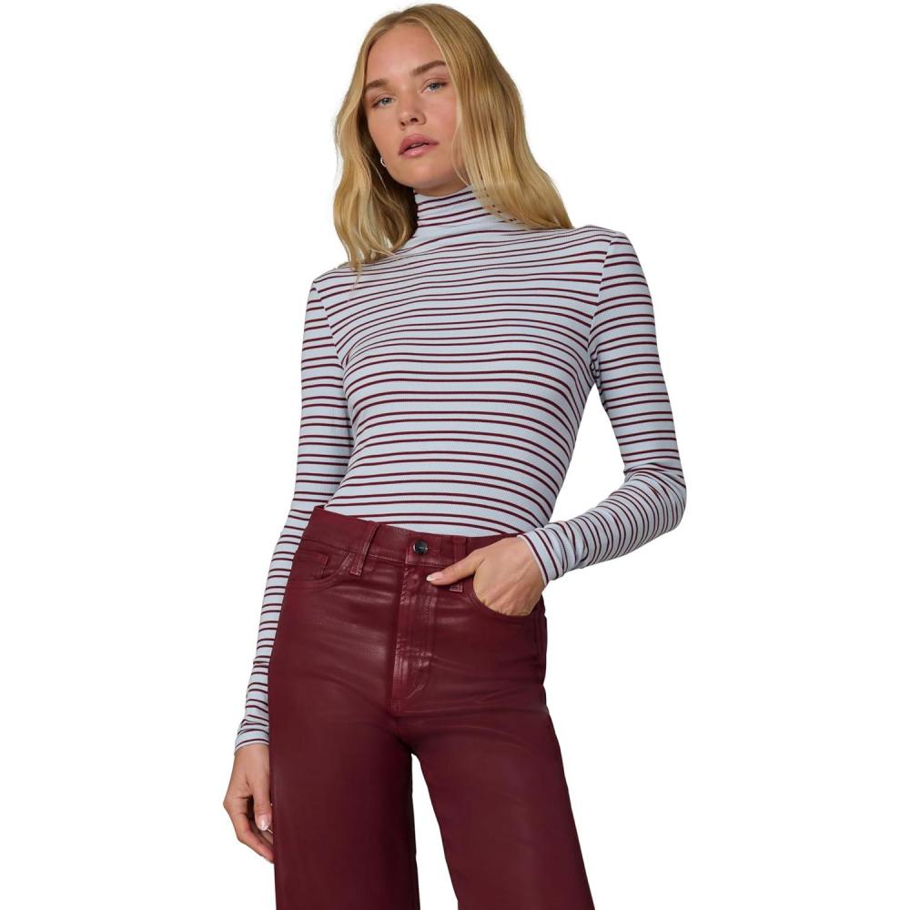 imageJoes Jeans Womens The Tony Turtleneck Long Sleeve TopSkySyrah Stripe