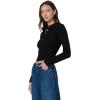 Joe’s Jeans Womens The Lisa Polo Long Sleeve Sweater(Black)