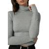Joe’s Jeans Womens The Tony Turtleneck Long Sleeve Top(Heather Grey)