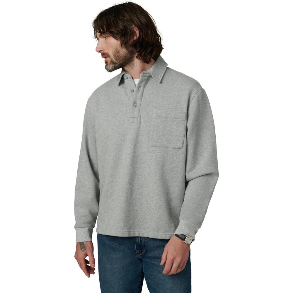 imageJoes Jeans Mens Polo Long Sleeve SweatshirtHeather Grey