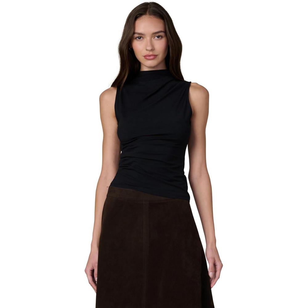 imageJoes Jeans Womens The Dove Draped Sleeveless TopBlack