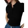 Joe’s Womens The Cashmere Short Sleeve Polo Sweater(Black)