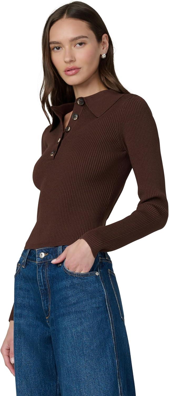 imageJoes Womens The Lisa Polo Long Sleeve SweaterChocolate