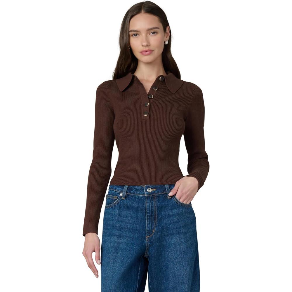 imageJoes Womens The Lisa Polo Long Sleeve SweaterChocolate