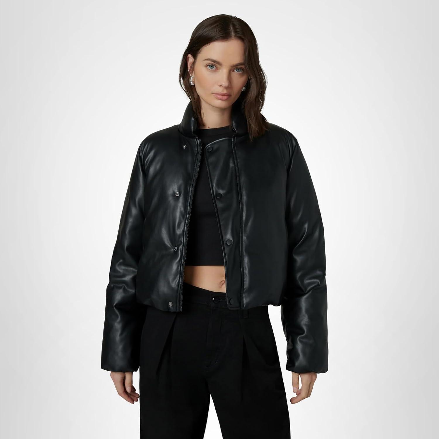 image:imageJoes Womens The Kiki Vegan Leather Bomber JacketBlack