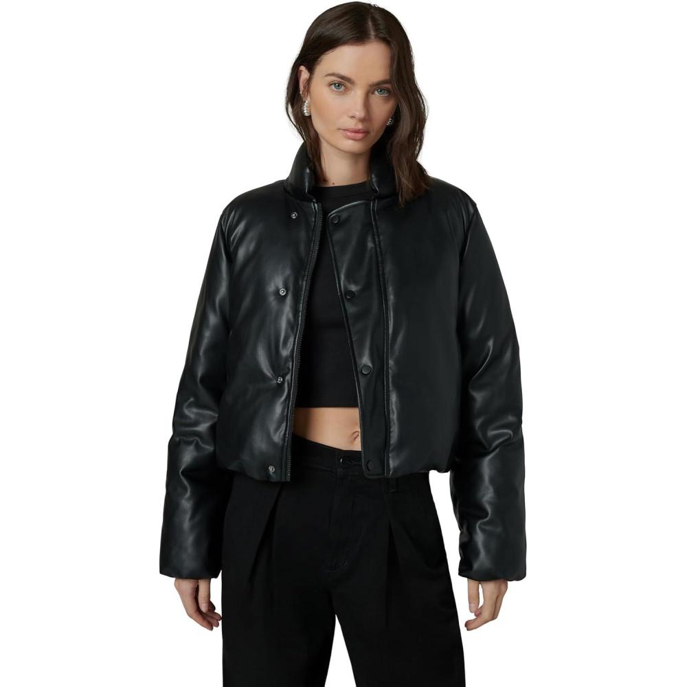 image:imageJoes Womens The Kiki Vegan Leather Bomber JacketBlack