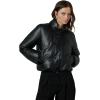 Joe’s Womens The Kiki Vegan Leather Bomber Jacket(Black)