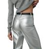 Joe’s Womens The Margot High Rise Straight Leg Jean(Plated Silver Vegan Leather)