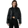 Joe’s Womens The Kiki Vegan Leather Bomber Jacket(Black)