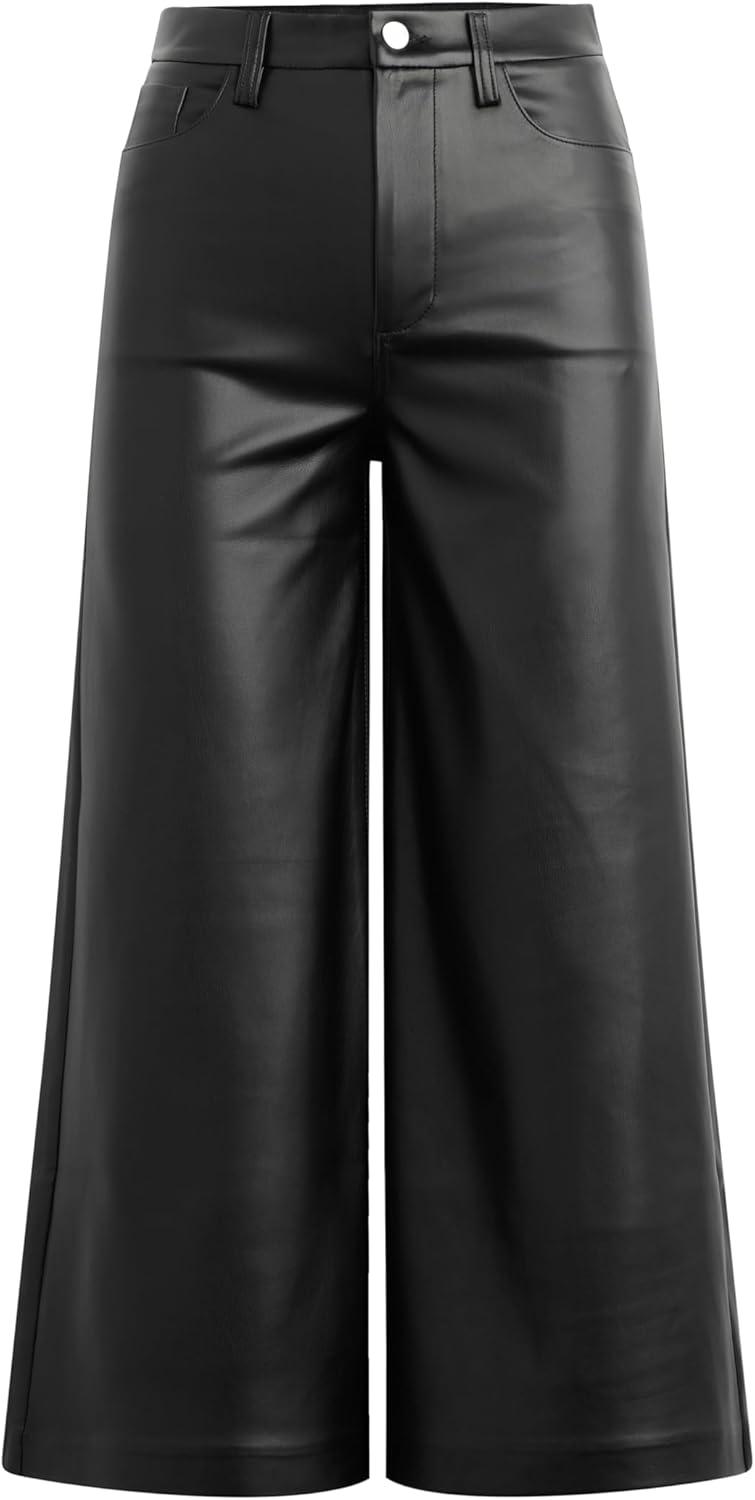 image:imageJoes Womens The High Rise Wide Leg CulotteBlack Vegan Leather