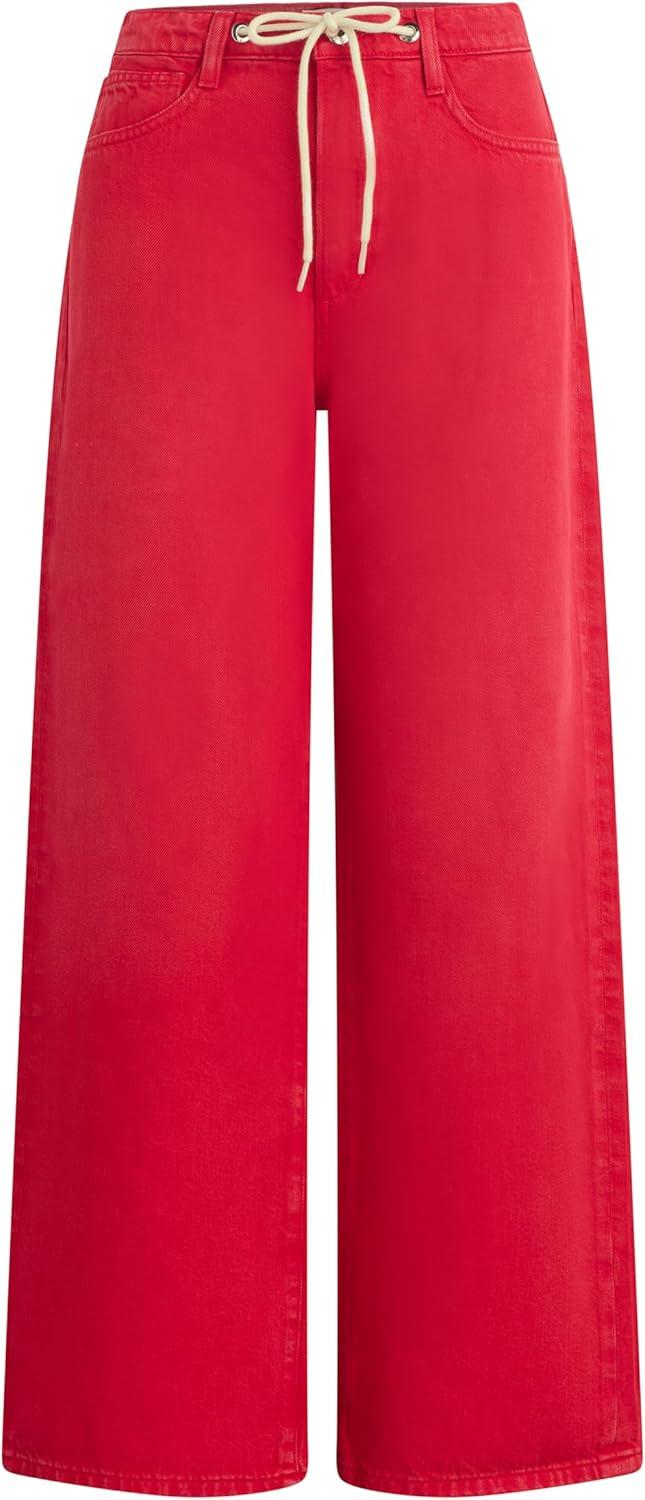 image:imageJoes Womens The Ryan Relaxed Low Rise Straight Leg Draw Cord Denim PantCherry Red