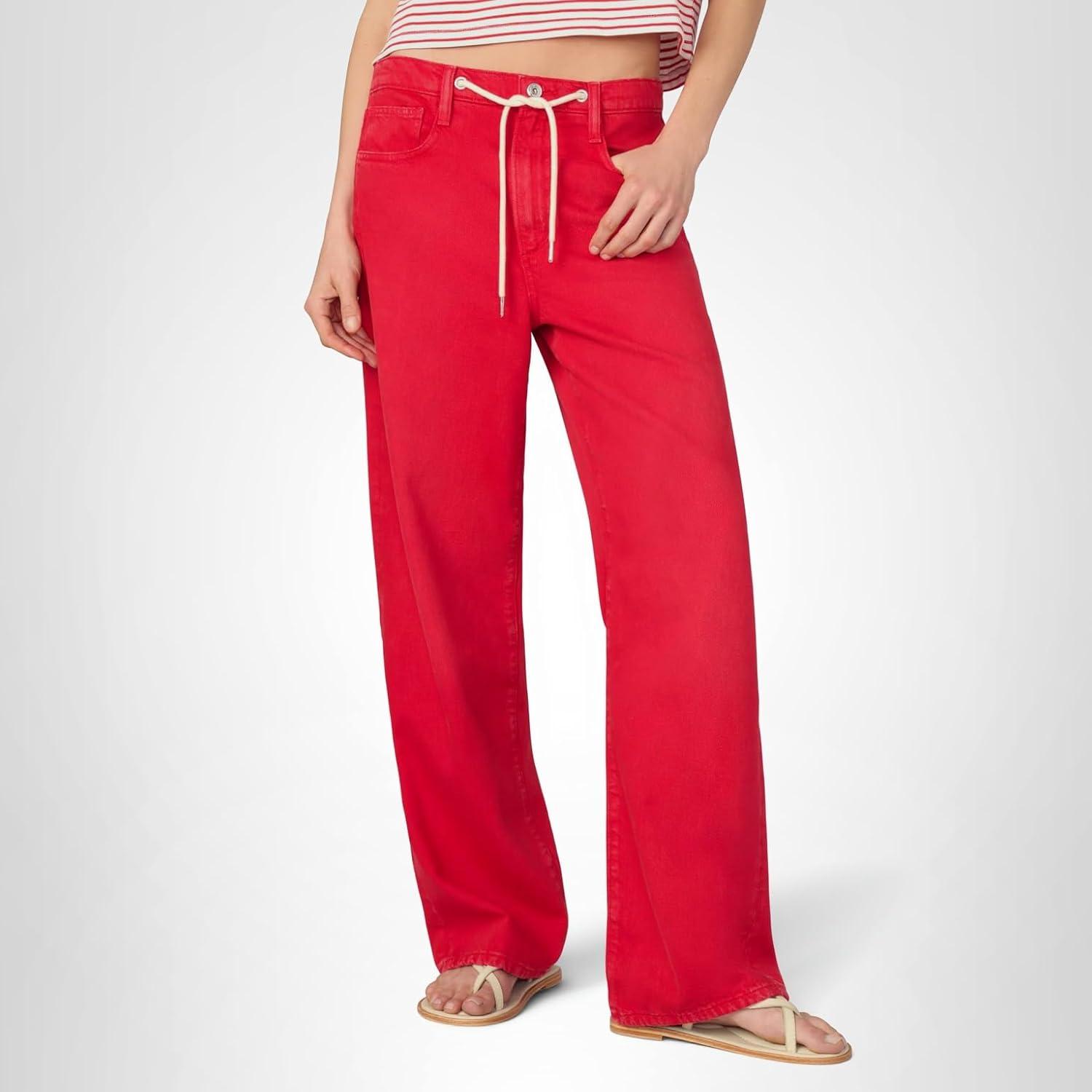 image:imageJoes Womens The Ryan Relaxed Low Rise Straight Leg Draw Cord Denim PantCherry Red