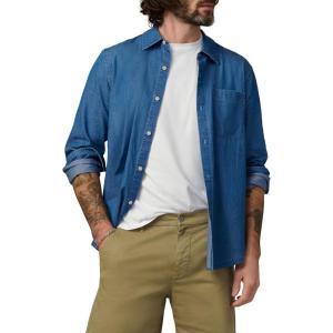 Joe’s Jeans Mens Button Down Long Sleeve Shirt(Mid Blue)