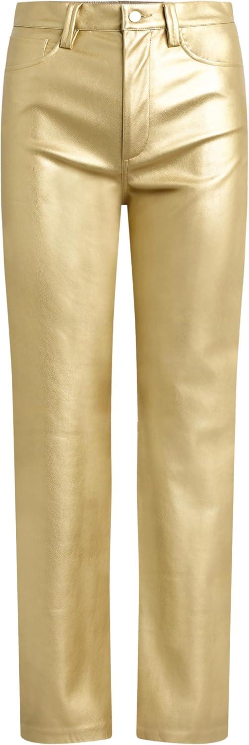image:imageJoes Jeans Baby Boys The Margot High Rise Straight Leg JeanMetallic Gold Vegan Leather